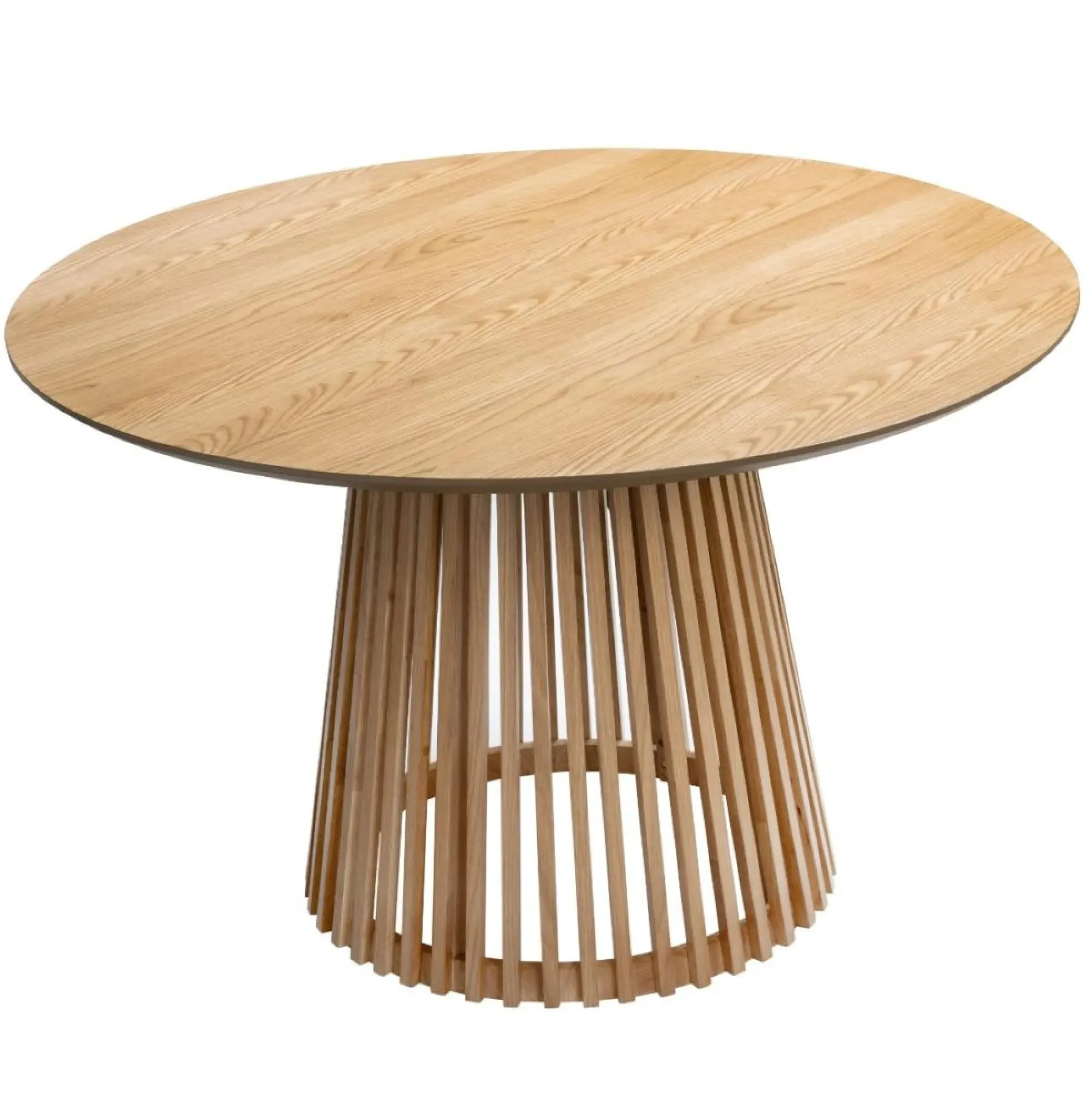 Soho 4 Seater Round Dining Table with Slatted Base - Oak