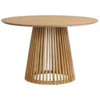 Soho 4 Seater Round Dining Table with Slatted Base - Oak