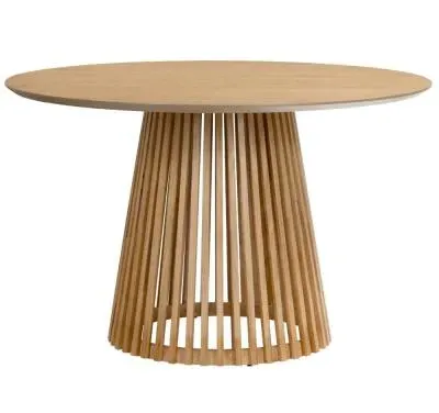 Soho 4 Seater Round Dining Table with Slatted Base - Oak