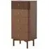 Soho 5 Drawer Slatted Tallboy Chest - Dark Brown, Oak