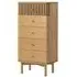 Soho 5 Drawer Slatted Tallboy Chest - Natural, Oak