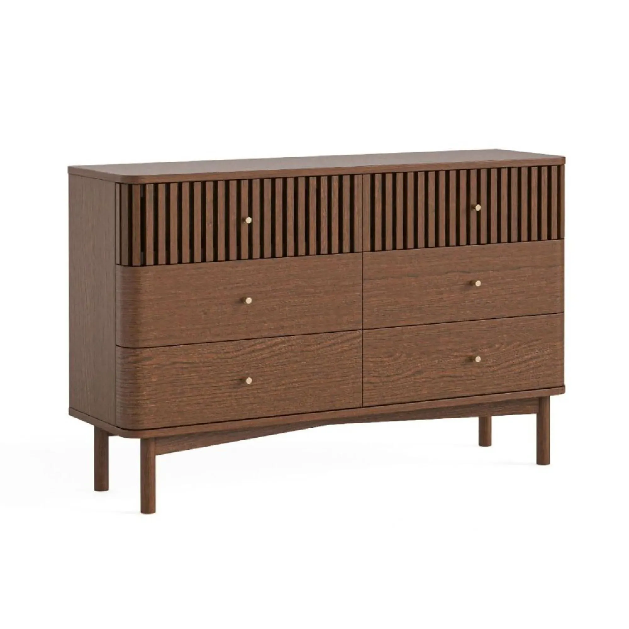 Soho 6 Drawer Slatted Chest - Dark Brown, Oak