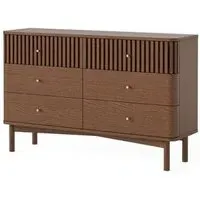 Soho 6 Drawer Slatted Chest - Dark Brown, Oak