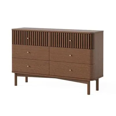 Soho 6 Drawer Slatted Chest - Dark Brown, Oak image