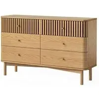 Soho 6 Drawer Slatted Chest - Natural, Oak