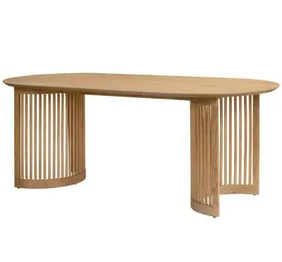 Soho 8 Seater Oval Dining Table with Slatted Base - Oak