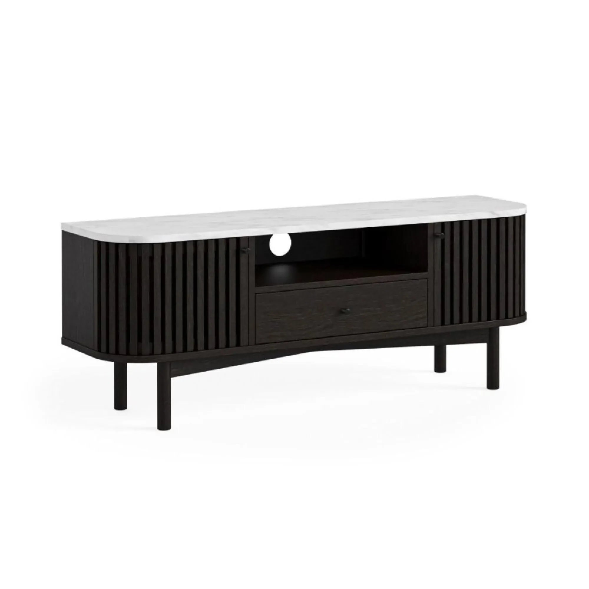 Soho Black 130cm TV Unit with Storage - Black, Marble