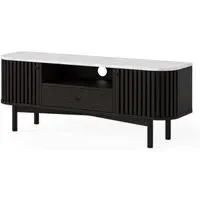 Soho Black 130cm TV Unit with Storage - Black, Marble