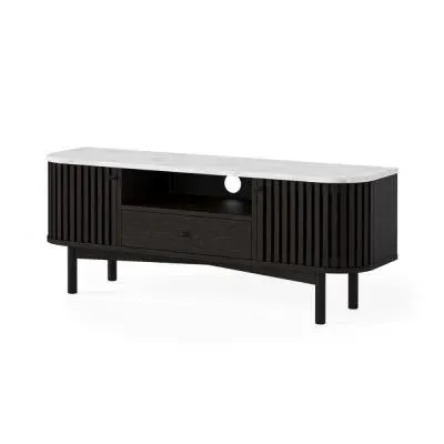 Soho Black 130cm TV Unit with Storage - Black, Marble
