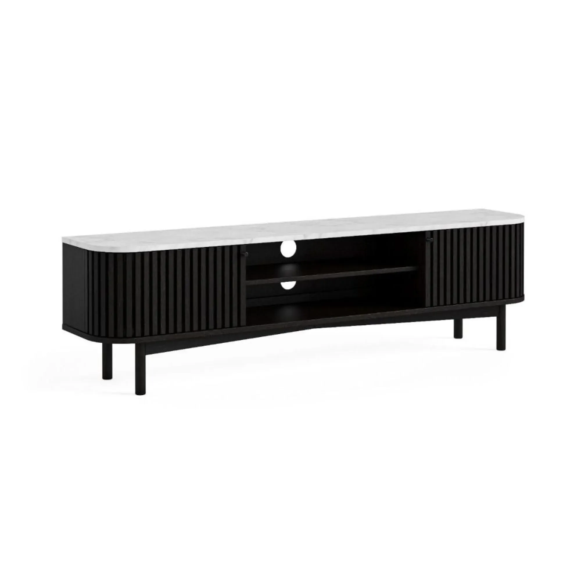 Soho Black 180cm TV Unit with Storage - Black, Marble