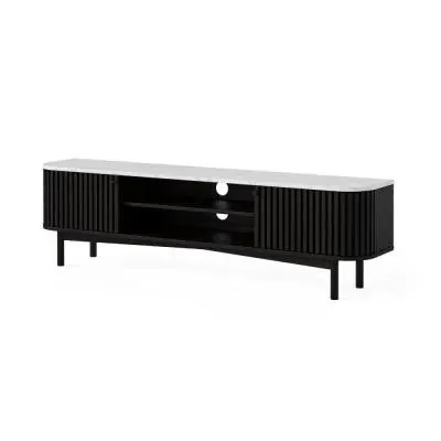 Soho Black 180cm TV Unit with Storage - Black, Marble