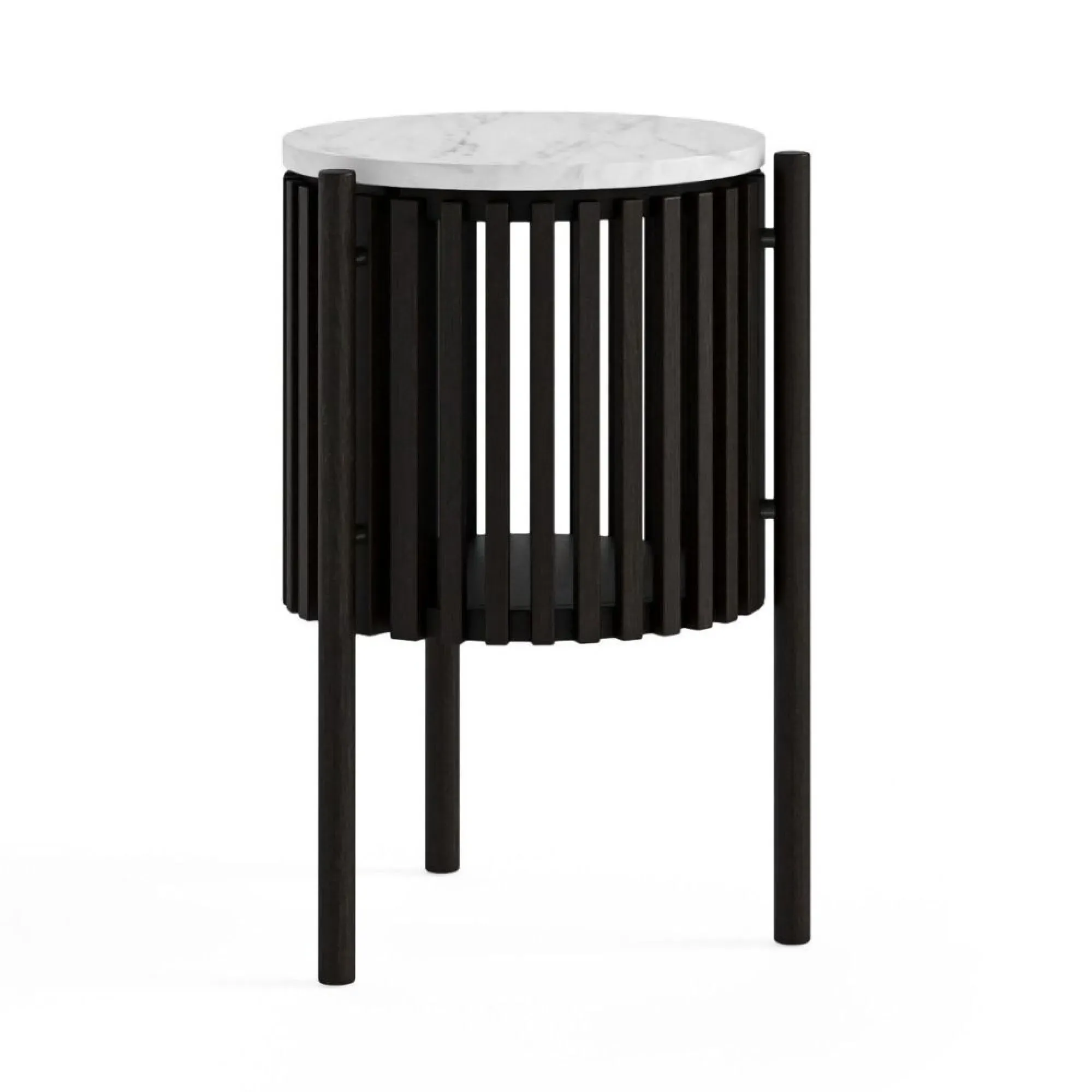 Soho Black Round Side Table with Storage - White, Black