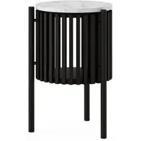 Soho Black Round Side Table with Storage - White, Black