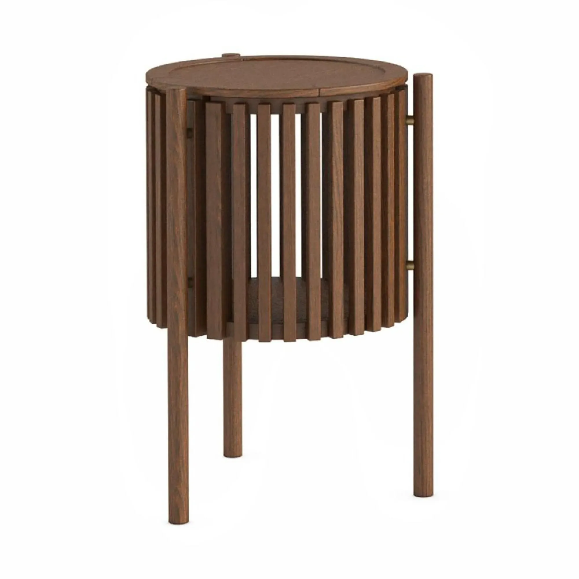 Soho Dark Oak Round Side Table with Storage - Dark Brown, Oak