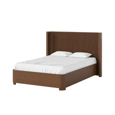 Soho Double Slatted Bed Frame - Dark Brown, Oak