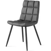 Soho Hudson Dining Chair Set of 2 - Dark Grey, Faux Leather