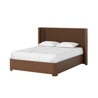 Soho King Size Slatted Bed Frame - Dark Brown, Oak