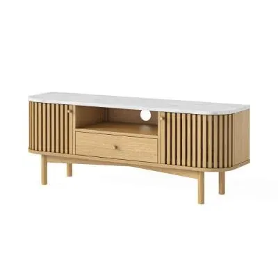 Soho Oak 130cm TV Unit with Storage - Natural, Marble
