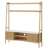 Soho Oak 165cm TV Unit with Storage - Natural, White Marble