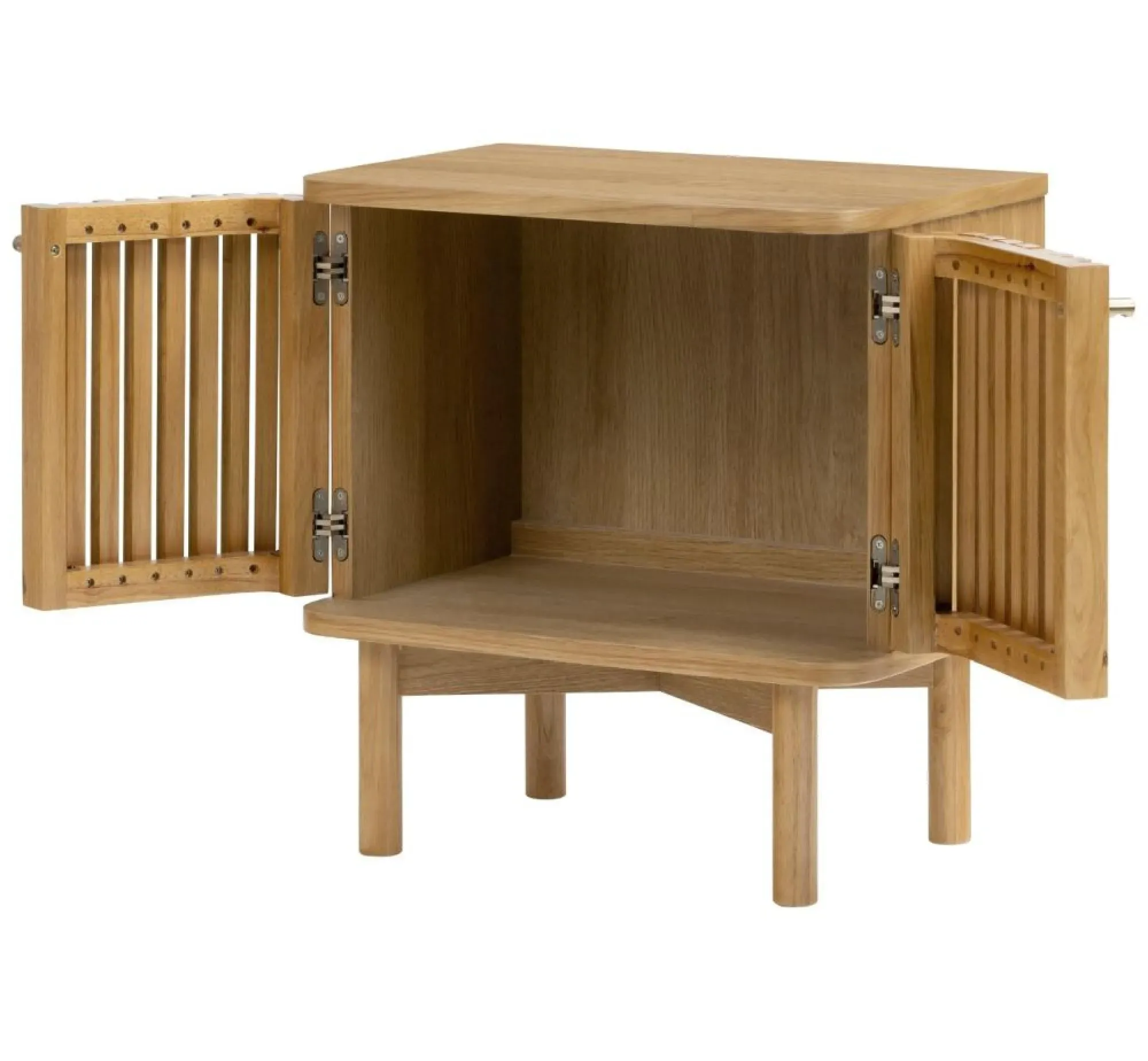 Soho Oak 2 Door Slatted Bedside Table - Natural