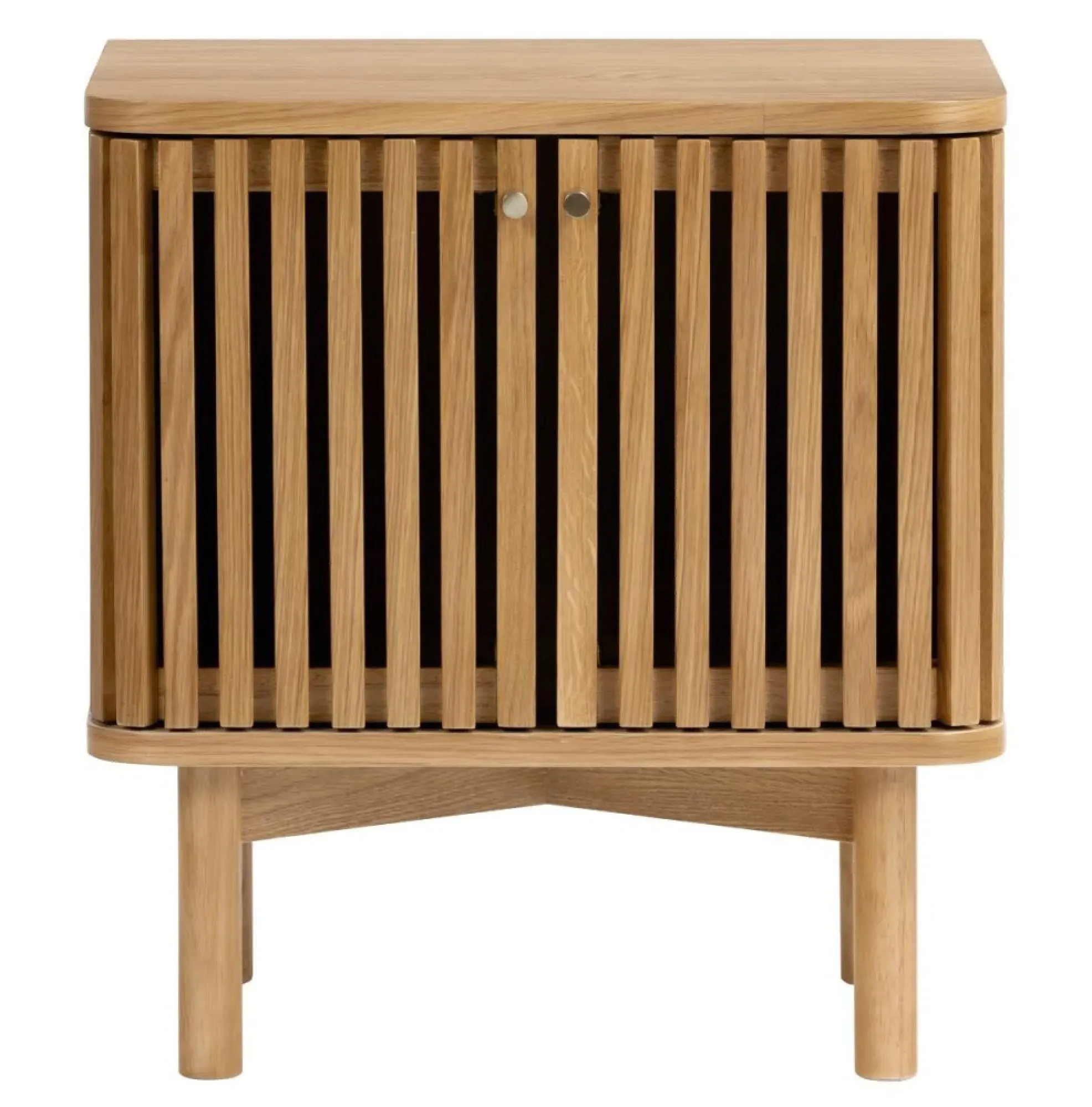 Soho Oak 2 Door Slatted Bedside Table - Natural
