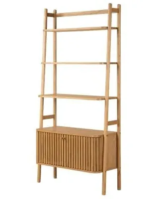 Soho Oak 2 Door Slatted Bookcase - Natural image