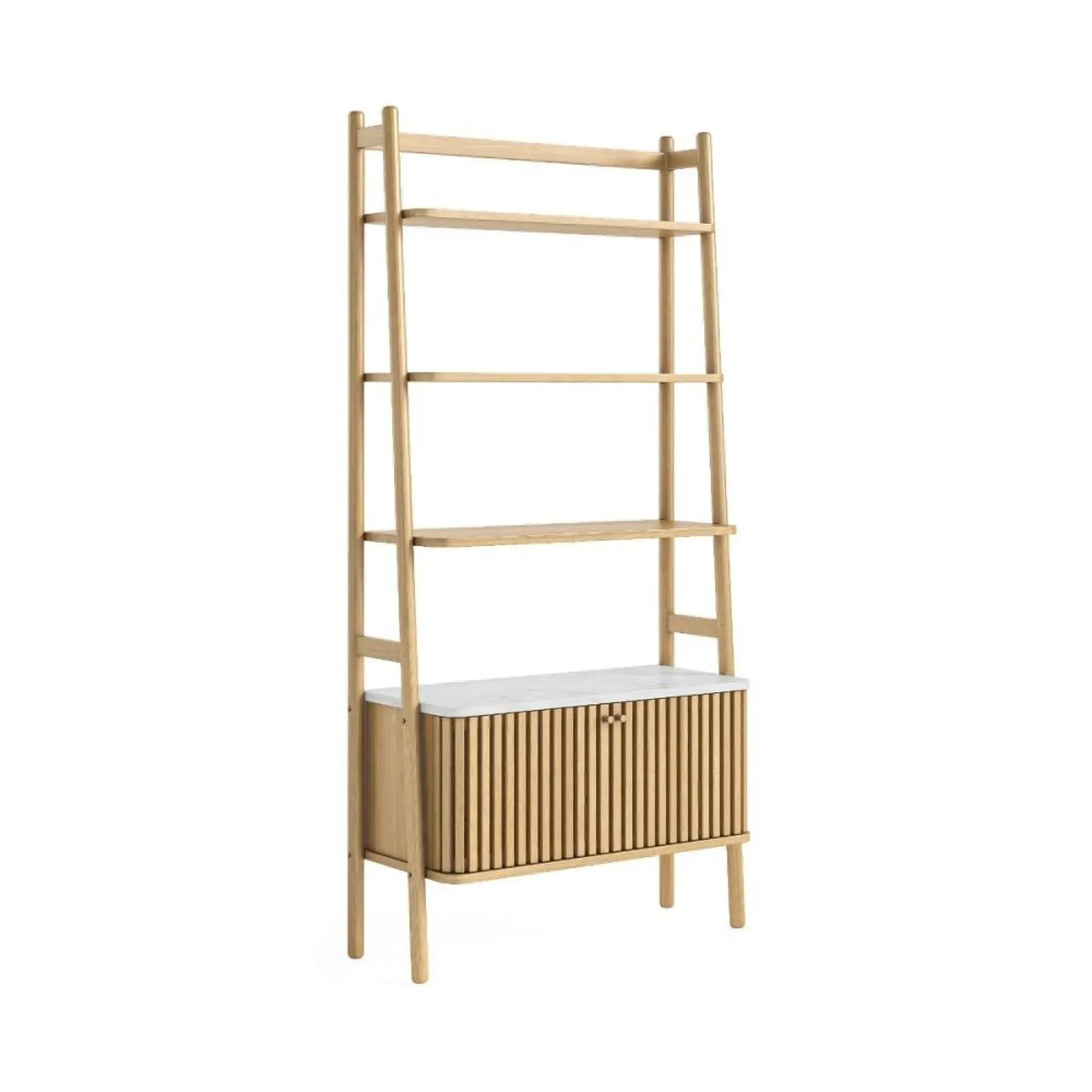 Soho Oak 2 Door Slatted Bookcase - White, Oak