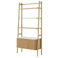 Soho Oak 2 Door Slatted Bookcase - White, Oak