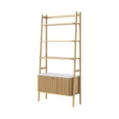 Soho Oak 2 Door Slatted Bookcase - White, Oak image