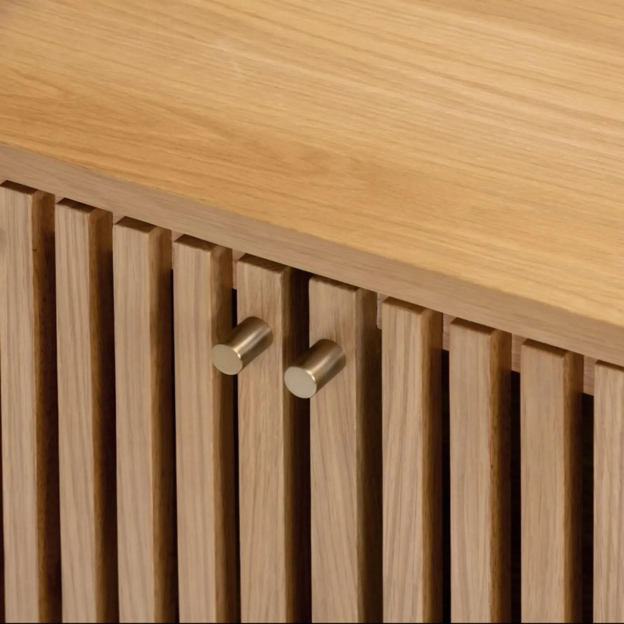 Soho Oak 2 Door Slatted Cupboard - Natural