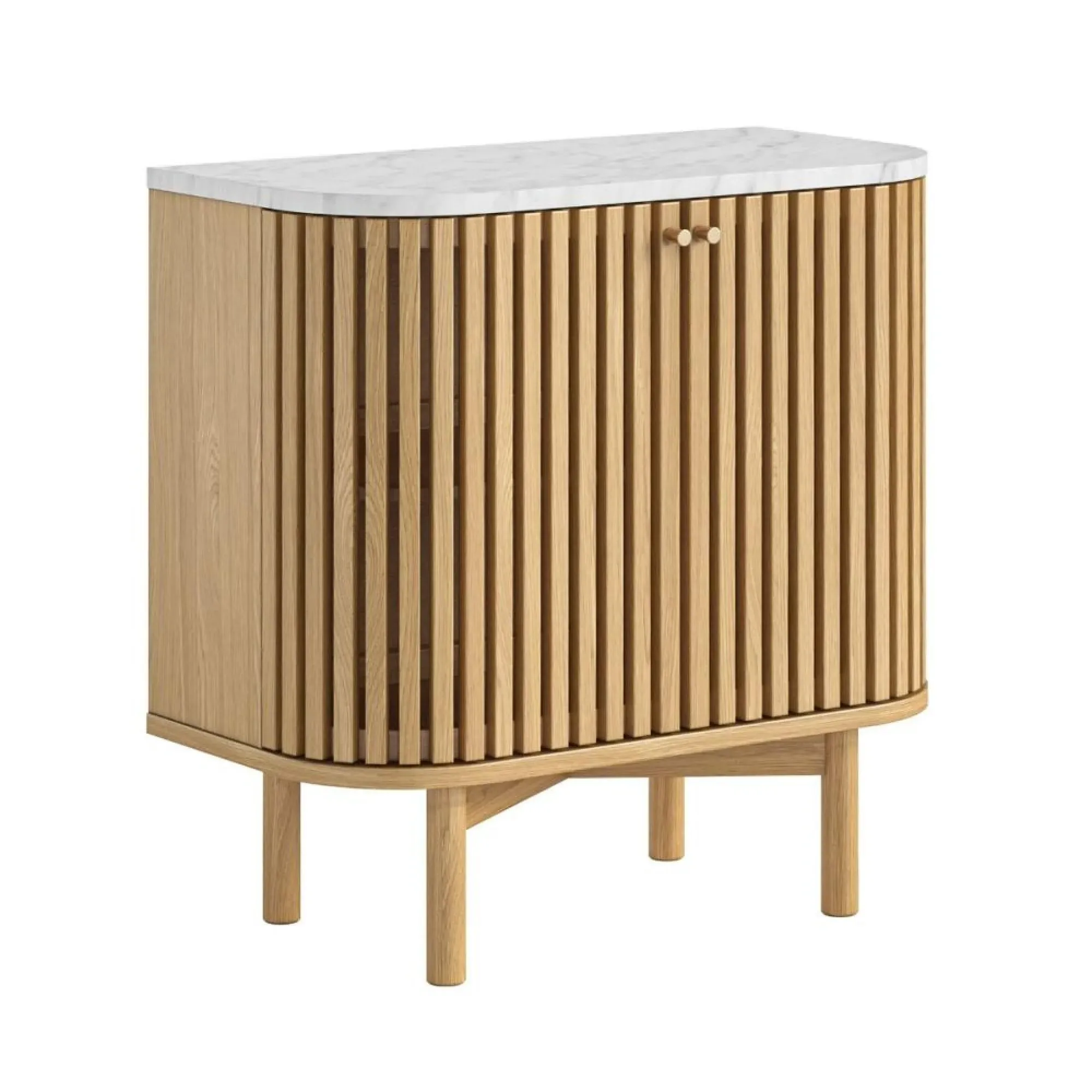 Soho Oak 2 Door Slatted Cupboard - White, Oak