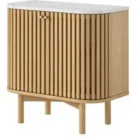 Soho Oak 2 Door Slatted Cupboard - White, Oak