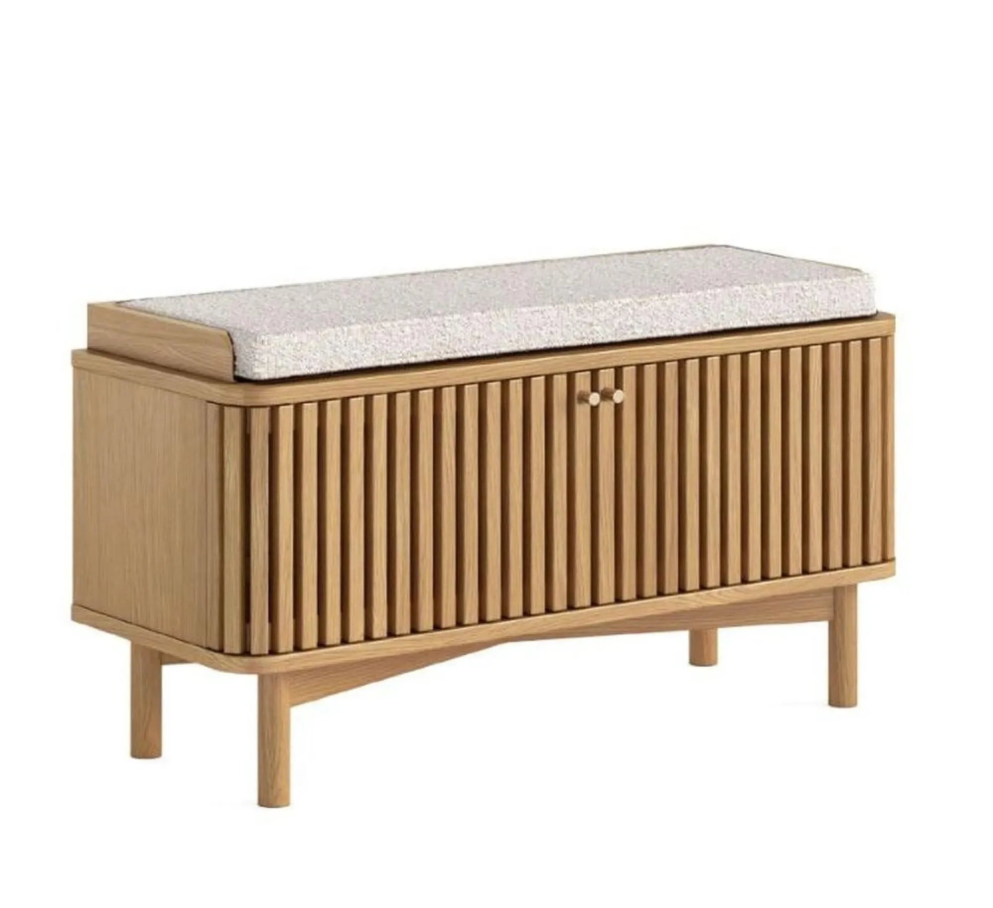 Soho Oak 2 Door Slatted Hallway Bench - Natural