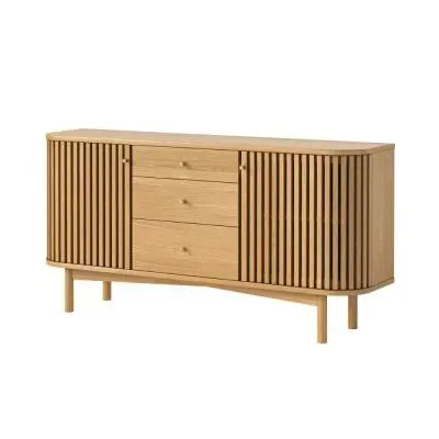 Soho Oak 2 Door Slatted Sideboard - Natural image