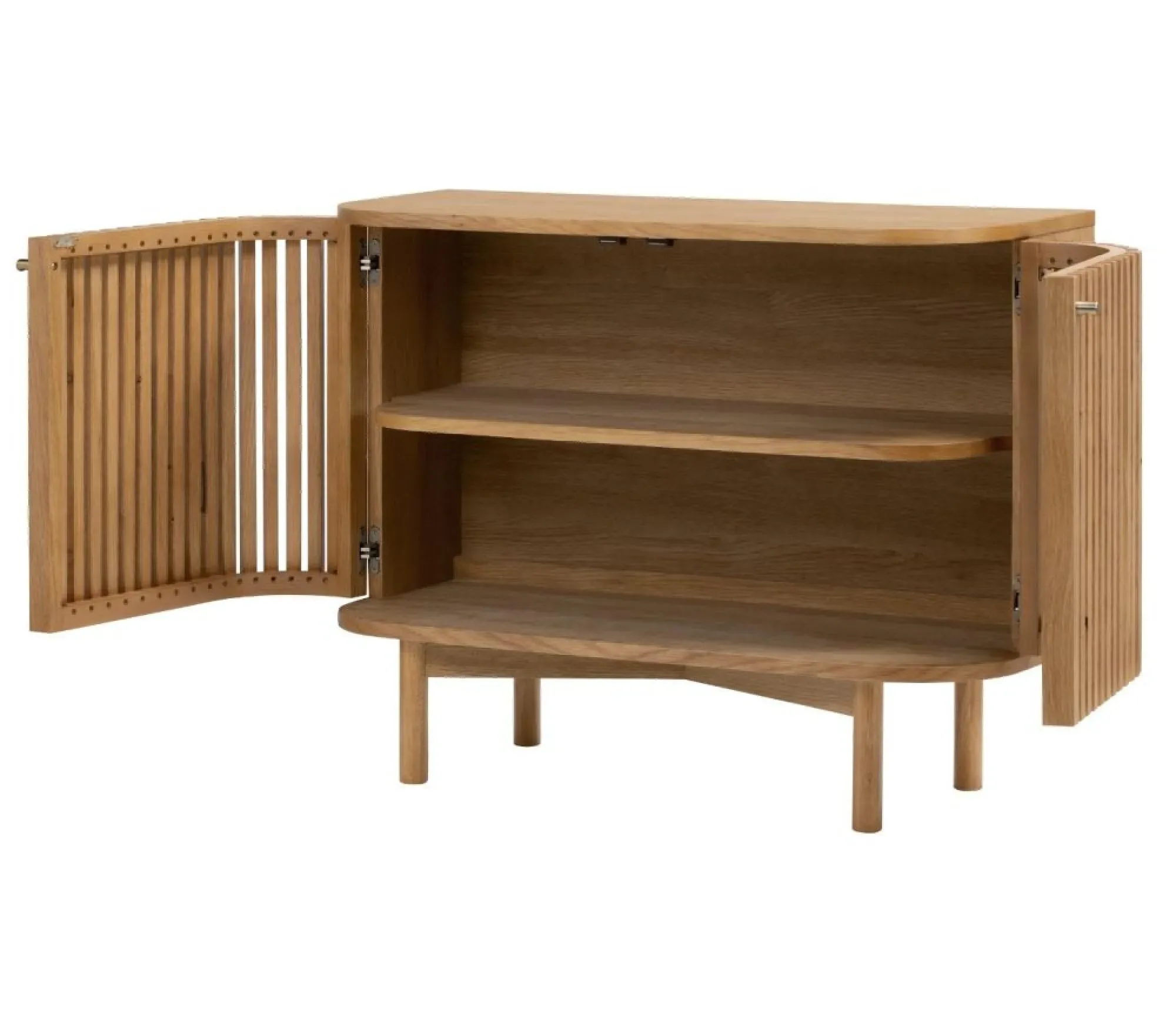 Soho Oak 2 Door Slatted Small Sideboard - Natural