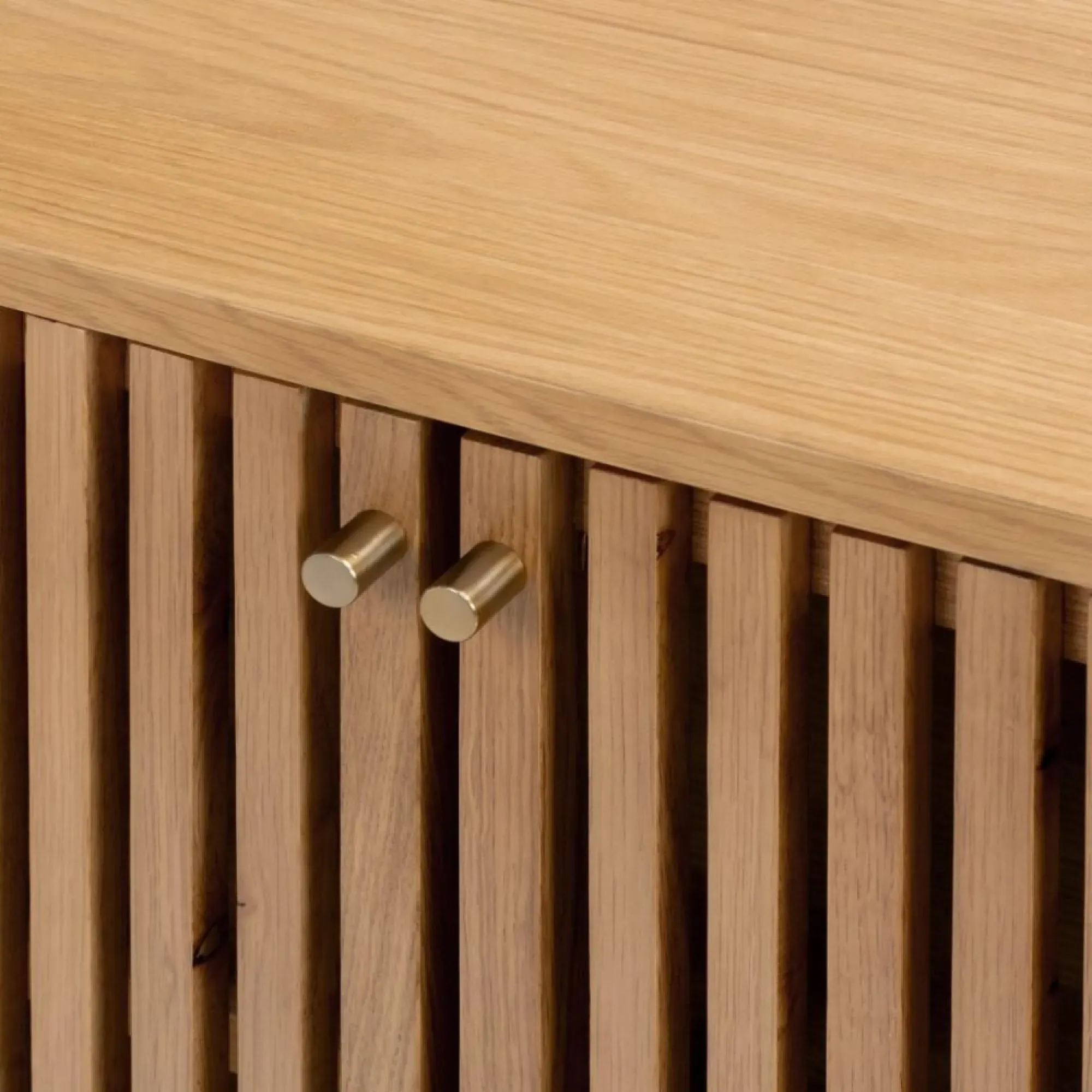 Soho Oak 2 Door Slatted Small Sideboard - Natural