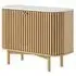 Soho Oak 2 Door Slatted Small Sideboard - White, Marble