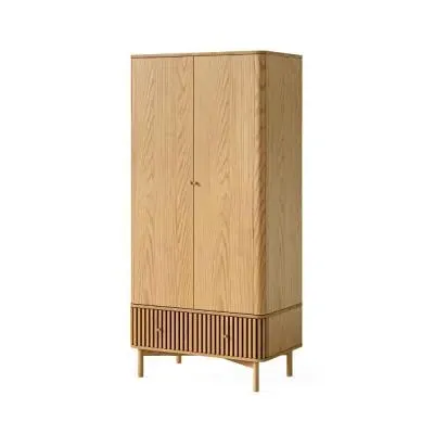Soho Oak 2 Door Slatted Wardrobe - Natural image