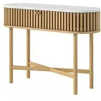 Soho Oak Oval Console Table - White, Marble