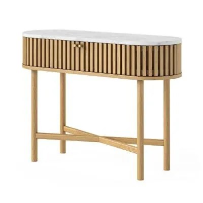 Soho Oak Oval Console Table - White, Marble image