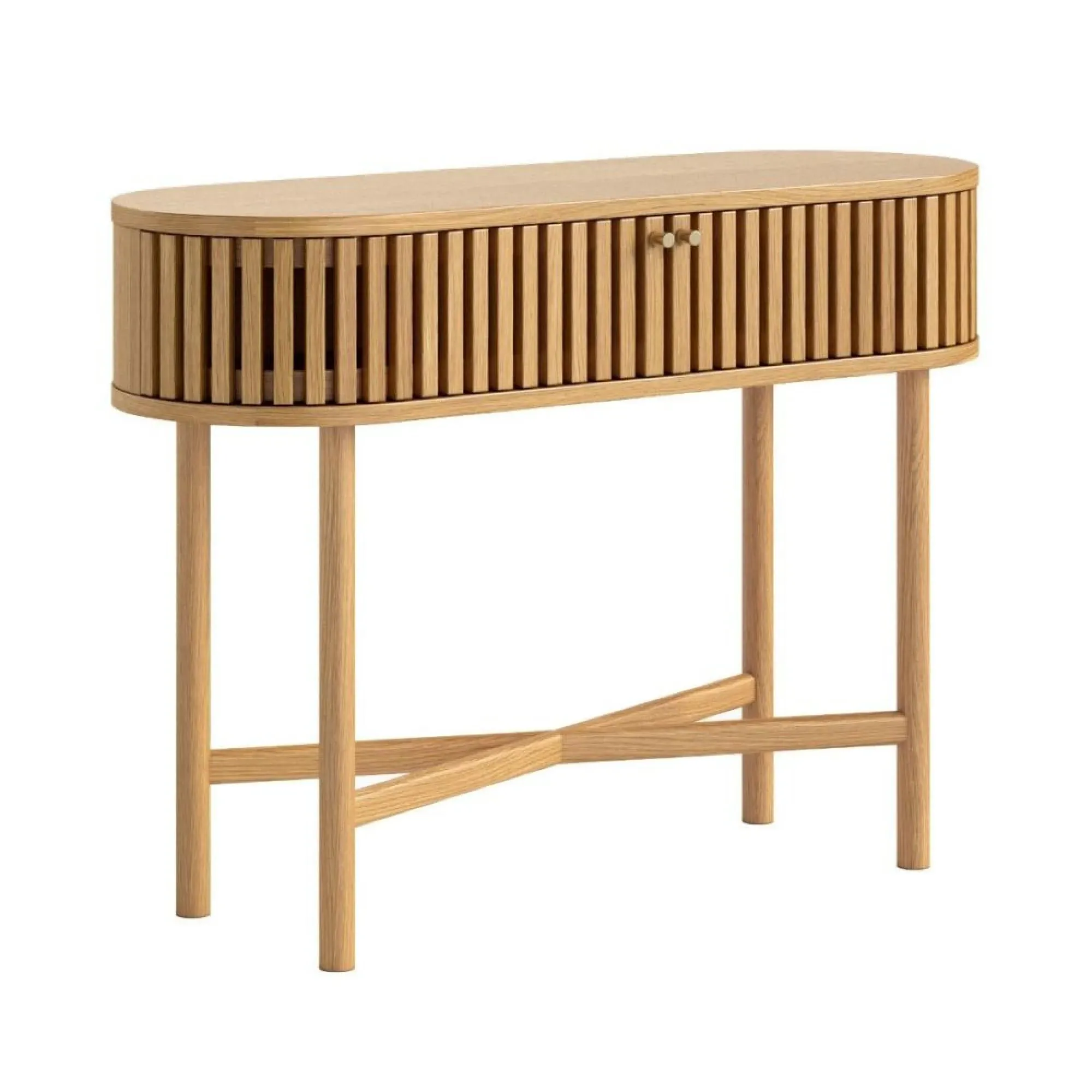 Soho Oak Oval Console Table with Storage - Natural