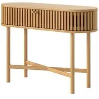 Soho Oak Oval Console Table with Storage - Natural