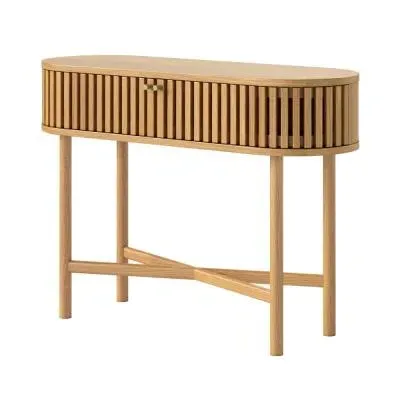 Soho Oak Oval Console Table with Storage - Natural image