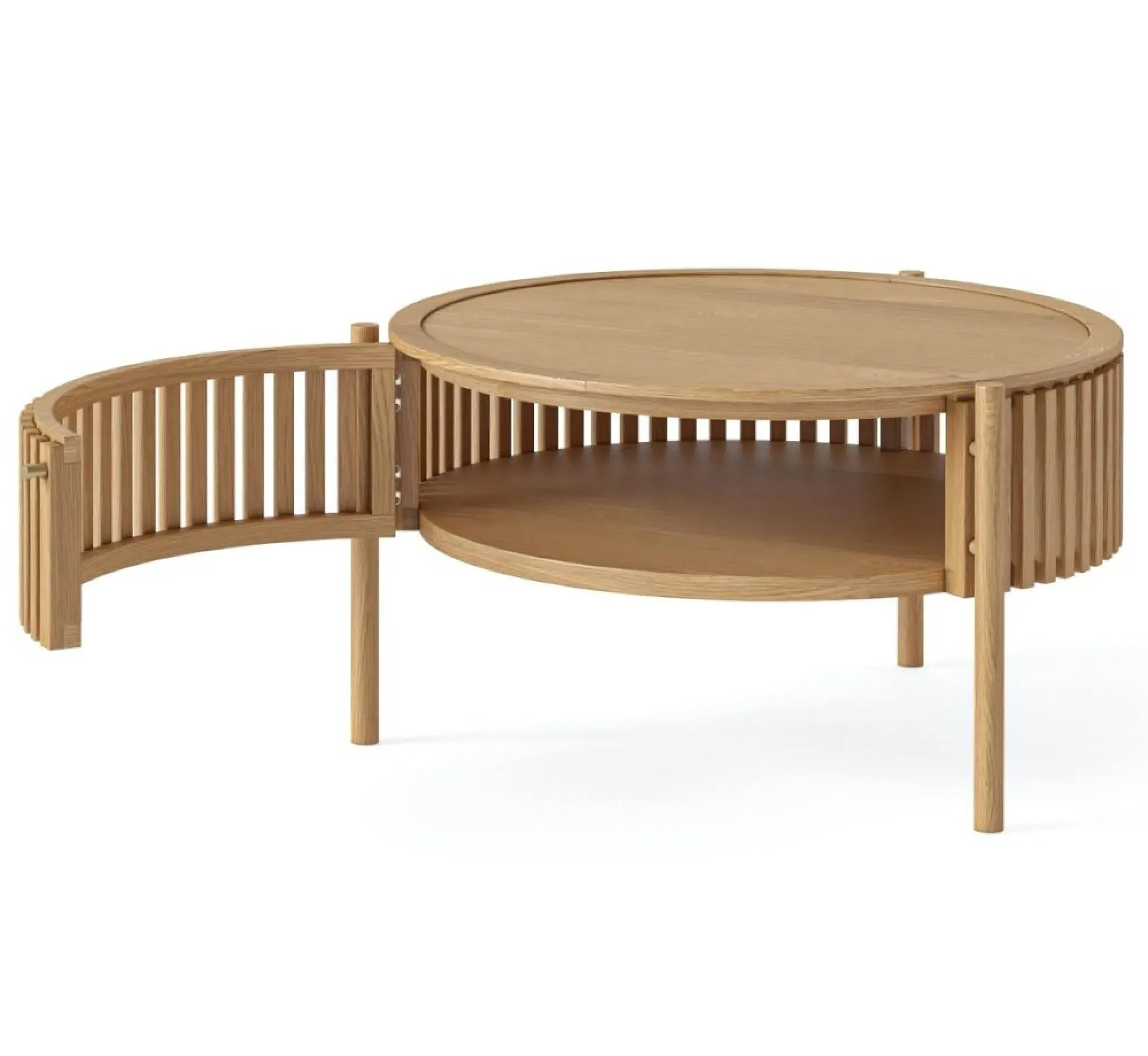 Soho Oak Round Coffee Table with Storage - Natural, Oak