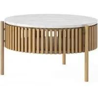 Soho Oak Round Coffee Table with Storage - White, Oak