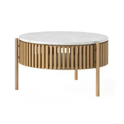 Soho Oak Round Coffee Table with Storage - White, Oak