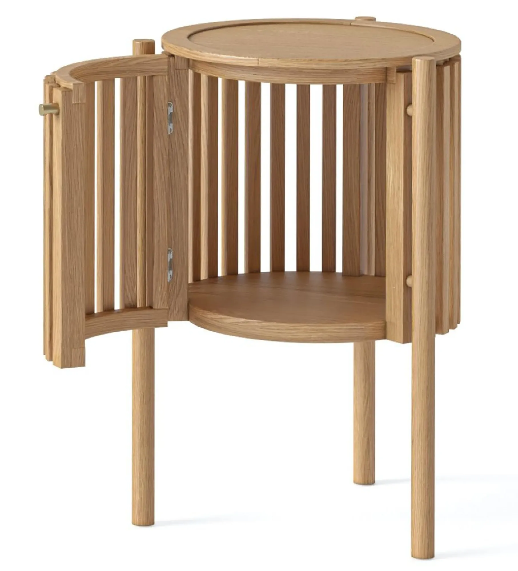 Soho Oak Round Side Table with Storage - Natural, Oak