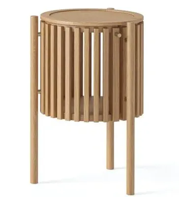 Soho Oak Round Side Table with Storage - Natural, Oak