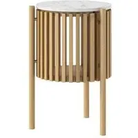 Soho Oak Round Side Table with Storage - White, Oak