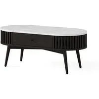 Soho Oval Coffee Table with Drawer - Black, Marble